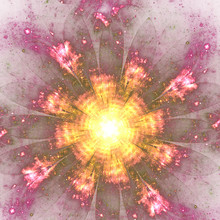 Light Pink And Yellow Fractal Flower, Digital Artwork For Creative Graphic Design
