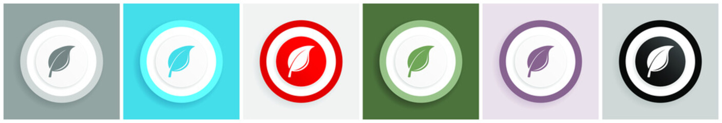 Poster - Nature icon set, colorful flat design vector illustrations in 6 options for web design and mobile applications