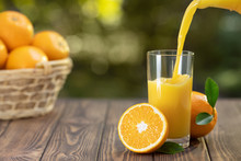 Orange Juice Pouring In Glass