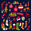 Set of Vector Drawings Christmas Decor, Toys ans Items