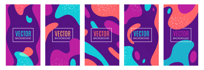 Wall Mural - color splash vertical banners, fluid texture poster. vector set of abstract backgrounds. cover desig