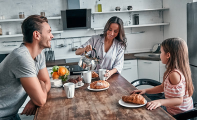 Family in kitchen