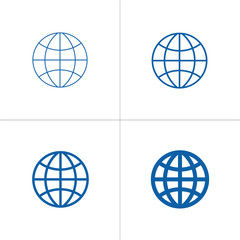 Wall Mural - globe outline icon set. editable stroke. stock vector illustration isolated on white background.