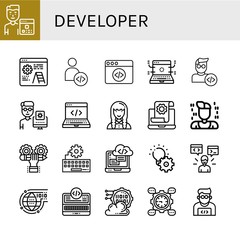 Set of developer icons such as Programmer, Development, Developer, Web coding, Programming , developer