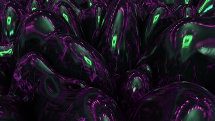 Wall Mural - 3d Looped abstract gum elastic background. Wavy surface with ripples and bubbles.Trendy vibrant texture, graphic design, animated rubber texture.