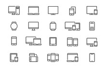 Set Of Devices Web Icons Editable Vector Stroke