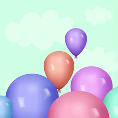 Sticker - Fly color balloon cloud illustration vector color illustration