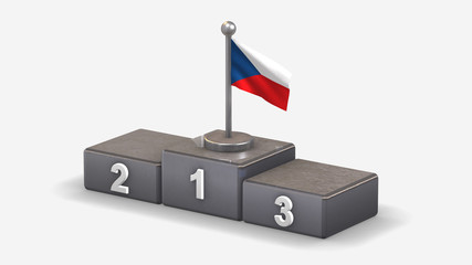 Wall Mural - Czech Republic 3D waving flag illustration on winner podium.