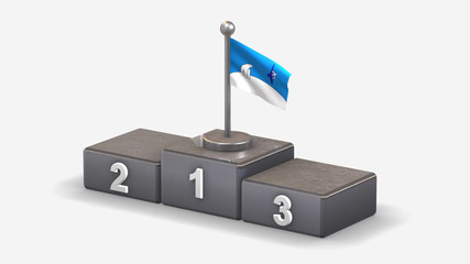 Franco-Yukonnais 3D waving flag illustration on winner podium.