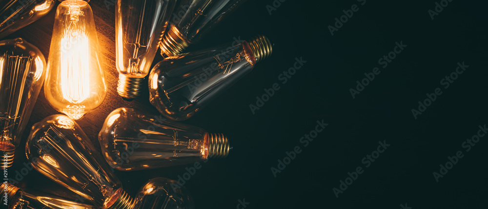 Glowing bulb. Idea, uniqueness, leadership and different concept. - obrazy, fototapety, plakaty 