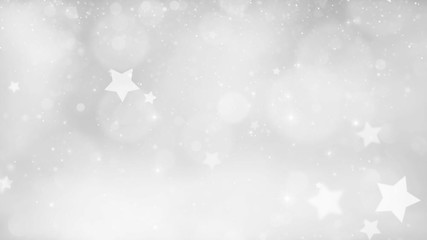 Wall Mural - Silver colored Christmas and New Year bokeh copy space animation background.