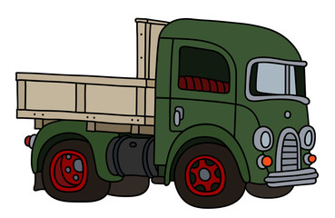 Canvas Print - The vectorized hand drawing of a retro green lorry truck