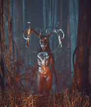 Priestess In The Heart Of The Forest,3d Illustration