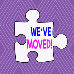 Text sign showing We Ve Moved. Business photo showcasing To go from one residence or location to another Relocate Infinite Geometric Concentric Rhombus Pattern against Lilac Background