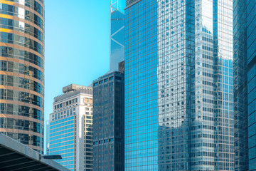 Modern office building close up in Hong Kong