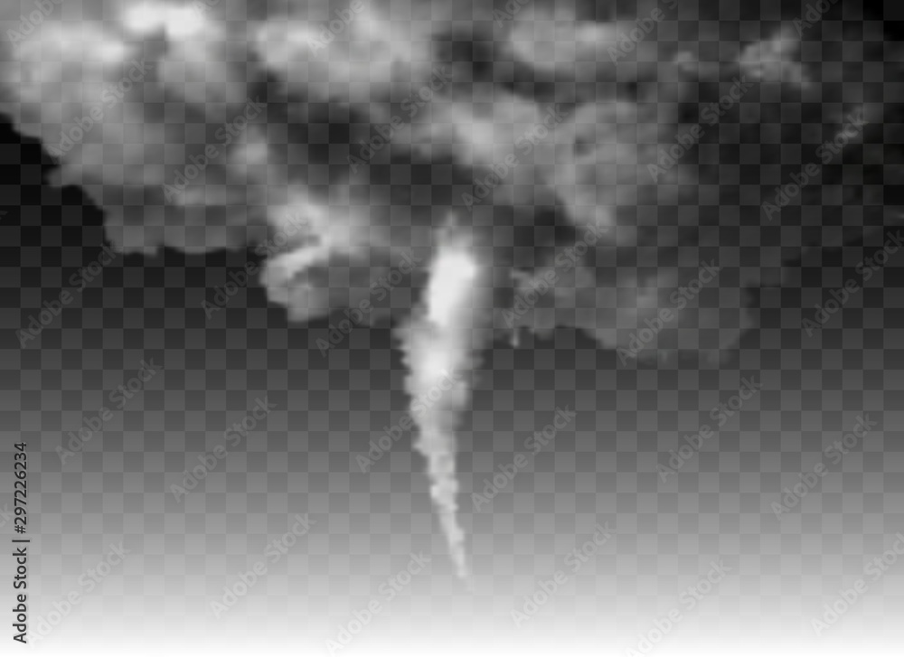 Realistic tornado on transparent background Stock Vector | Adobe Stock