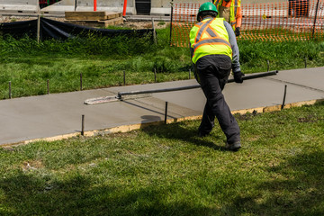 Sidewalk finishing work