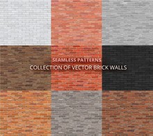 Rectangle Pattern Set. Vector Seamless Brick Wall Backgrounds