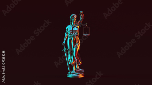 Cuadros en Lienzo Silver Lady Justice Statue the Personification of the Judicial System with Red O