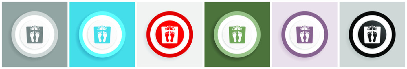 Aufkleber - Weight icon set, colorful flat design vector illustrations in 6 options for web design and mobile applications