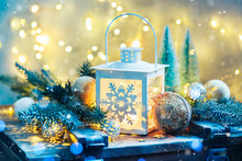 Christmas Lantern With Festive Decoration