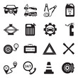 Roadside Assistance And Tow Icons. Black Flat Design. Vector Illustration.