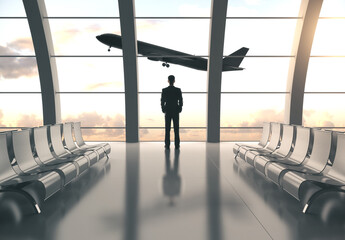 Poster - Businessman standing in airport