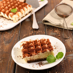 Wall Mural - delicious italian tiramisu cake with coffee and cream