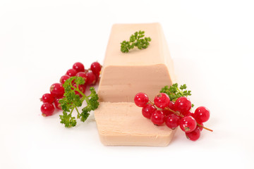 Poster - foie gras and red currant isolated on white background