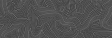 Gray Topographic Line Contour Map Background, Geographic Grid Map
