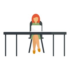 Poster - Woman single office working icon. Flat illustration of woman single office working vector icon for web design