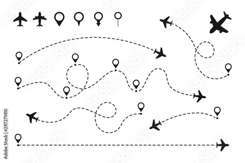 Fotografía Airplane routes set