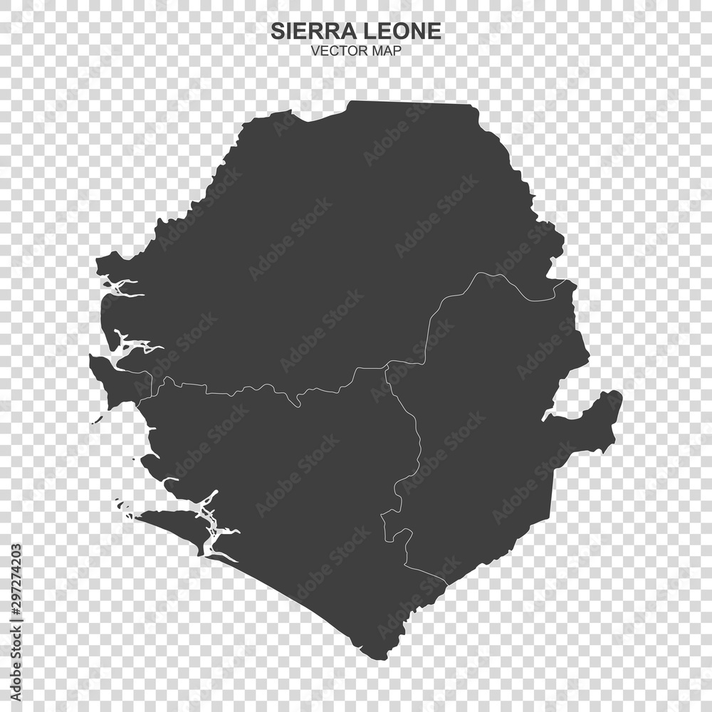 political map of Sierra Leone isolated on transparent background Stock ...