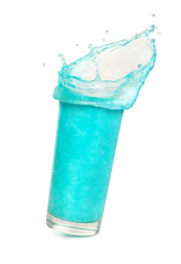 Poster - carbonated blue drink in a glass