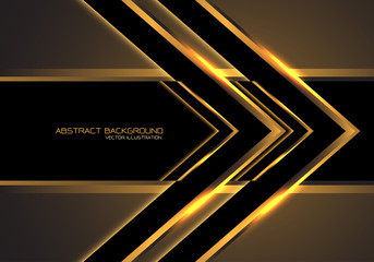 Abstract gold arrow speed direction on black banner blank space design modern luxury futuristic technology background vector.