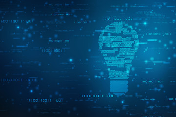 2d illustration bulb future technology, innovation background, creative idea concept