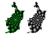 Buriram Province (Kingdom Of Thailand, Siam, Provinces Of Thailand) Map Is Designed Cannabis Leaf Green And Black, Buriram Map Made Of Marijuana (marihuana,THC) Foliage....