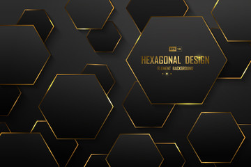 Abstract gradient black of luxury hexagon pattern design decoration background. illustration vector eps10