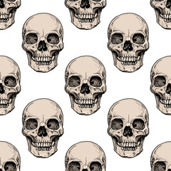 Wall Mural - Pattern with human skull