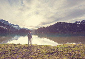 Canvas Print - Mountains lake