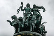 Statue Dionis and Ariadna chariot with four panthers on top of Dresden Opera Theatre in Dresden, Germany. May 2014