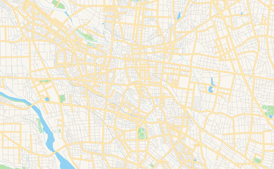 Printable street map of Isesaki, Japan