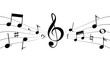 Musical concept background. Treble clef, notes and other music symbols