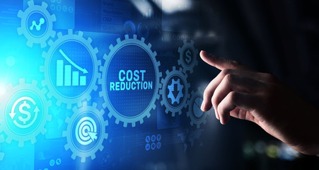 Cost reduction business finance concept on virtual screen.