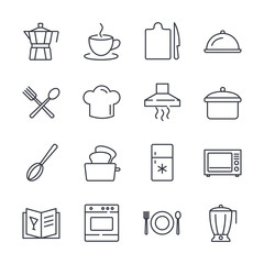 Aufkleber - Kitchen set icon template color editable. Kitchen pack warning symbol vector sign isolated on white background illustration for graphic and web design.