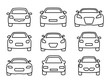 © Anya - Set of car icons thin line. Web icons front view car. Vector illustration.