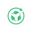 Green biodegradation icon. Biodegradable recyclable.