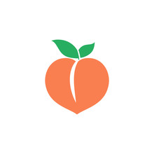 Peach Icon. Orange Fruit. Vector Logo.