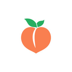 peach icon. orange fruit. vector logo.