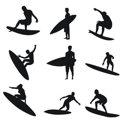 surfing silhouettes